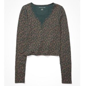 Like New 🦅AE Waffle Crop Shirt Size M